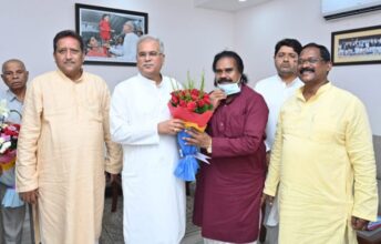 Courtesy Meet: Courtesy meeting of newly appointed Chairman of State Industrial Development Corporation Nandkumar Sai with the Chief Minister